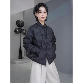 高階立領短款羽絨棉服女裝冬季大碼胖mm輕薄保暖時尚黑色棉衣外套
