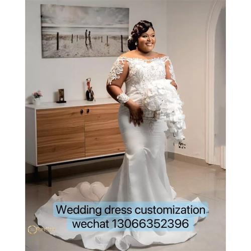 Sweep Train African Bridal Gowns Plus Size Customized 婚紗