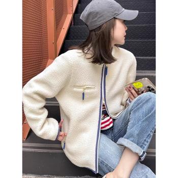 小個子搖粒絨衛衣外套女春秋季2025新款高階感加厚羊羔毛開衫棉服