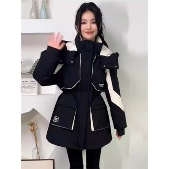2025冬季新款沖鋒衣羽絨棉服女小個子收腰時尚高階派克服保暖外套