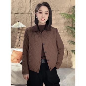 輕薄小香風外套2024新款女媽媽大碼女士冬季棉服W保暖長袖棉襖女