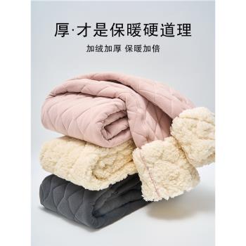 逃嶼 羊毛棉褲女冬季加絨保暖褲防寒神器特厚羊羔絨高腰一體棉褲