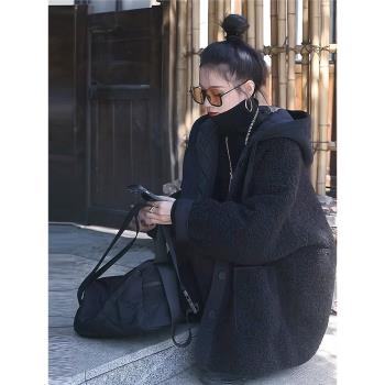 特大碼女裝胖mm羊羔毛棉服女冬季加厚保暖棉衣夾棉設計感連帽外套