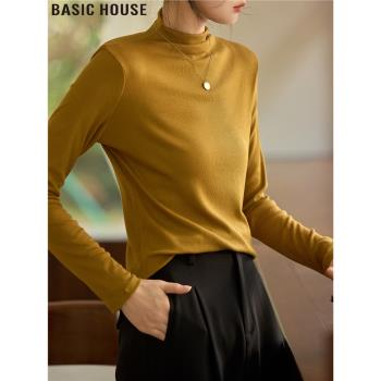 Basic House/百家好簡約時尚配大衣內搭半高領長袖打底衫女款春季