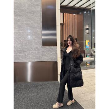 M900黑色羽絨服女冬季2025新款爆款設計感超好看長款外套時尚過膝