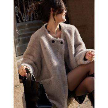 Basic House/百家好富貴閑人仿水貂絨皮毛一體環保皮草外套女冬季