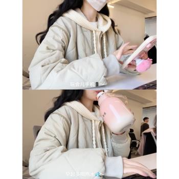 菱格棒球棉服外套女2024年新款寬松外搭冬季棉襖夾棉小個子棉衣潮