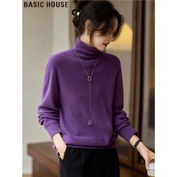 Basic House/百家好深秋初冬內搭綿羊毛高領針織打底衫毛衣女春季
