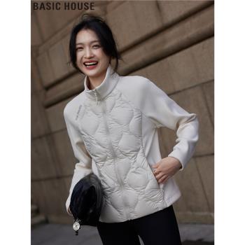 Basic House/百家好小個子短款輕薄立領羽絨服外套女2024秋冬新款