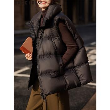 Basic House/百家好90鴨絨短款羽絨服馬甲外套女冬季流行風格穿搭