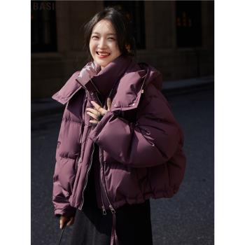Basic House/百家好絕絕紫羽絨服短款麵包服外套女士2024冬季新款