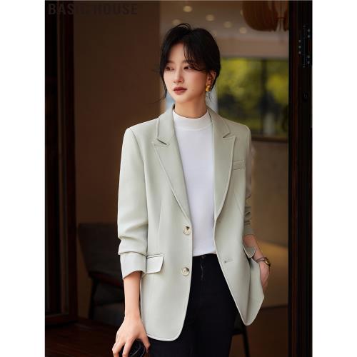 Basic House/百家好意式極簡小西服廓形西裝外套女士2025秋冬新款