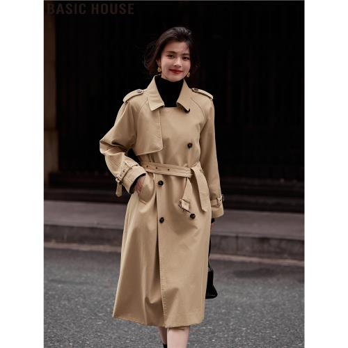 Basic House/百家好經典廓形雙排扣百搭風衣外套女士2025秋季新款