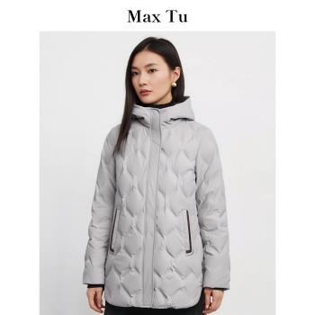 Max Tu女裝2024年冬新款寬松大碼顯瘦保暖外套時尚休閑連帽羽絨服