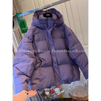 連帽紫色羽絨棉衣女款爆款2025新款冬季加厚保暖百搭麵包服外套潮