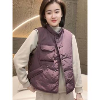 無袖輕薄羽絨棉馬甲女2025秋冬款時尚文雅設計感休閑百搭外套馬夾