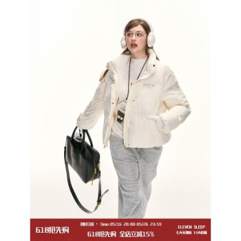 ELEVEN SLEEP冬季蝴蝶印花棉服女寬松顯瘦保暖外套上衣麵包服棉衣