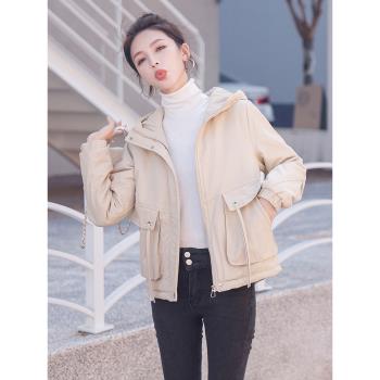 夾棉加絨外套女短款2025年冬季新款小個子顯瘦棉衣氣質加厚派克服