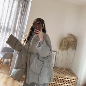 圍巾羽絨服女2024年新款冬季新款小個子輕薄款白鴨絨寬松慵懶外套