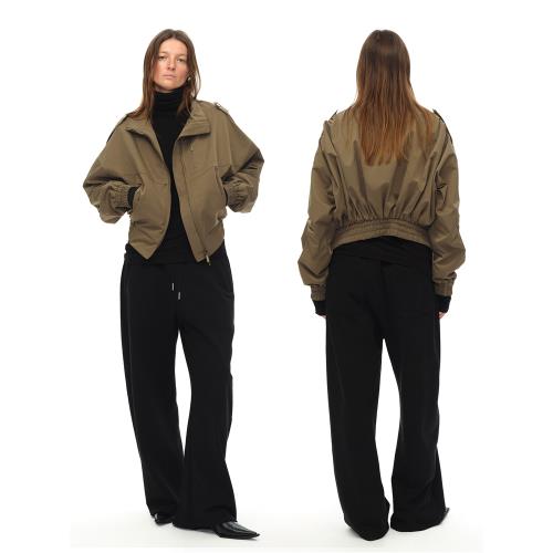 EMPTY PAGE  黑/卡其色復古寬松短款外套