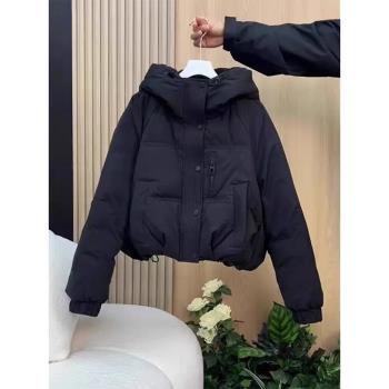小個子連帽羽絨棉服女短款外套2025冬季新款棉襖休閑時尚厚麵包服