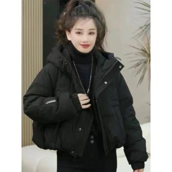 冬季棉衣今年流行小眾高階歐貨小香風加厚黑色連帽保暖麵包服外套