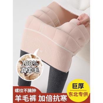【維多利亞VICTORIA】羊毛打底褲女冬外穿加絨高腰螺紋棉褲保暖褲