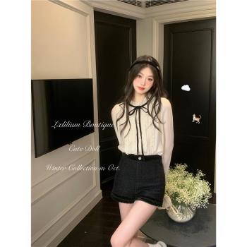 LXLILIUM【南燭小姐】天絲棉宮廷風襯衫女秋冬蝴蝶結立領長袖上衣