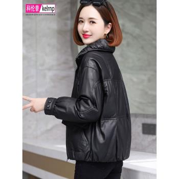 真皮羽絨服女短款2025冬裝新小個子減齡顯瘦海寧頭層綿羊皮衣外套