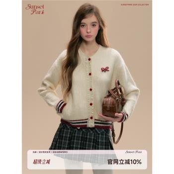 SunsetPark日落公園 曼城少女加厚棒針學院棒球服毛衣外套/腿套