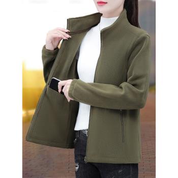 奧粒絨外套女秋冬2025新款中年媽媽大碼女裝加絨加厚保暖開衫上衣