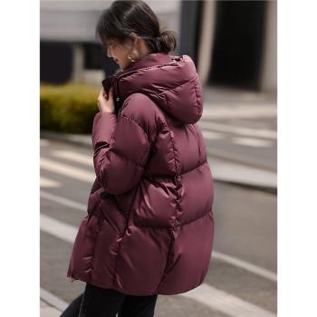 XWI欣未90白鴨絨泡芙感設計羽絨服女2024年冬季新款連帽保暖外套