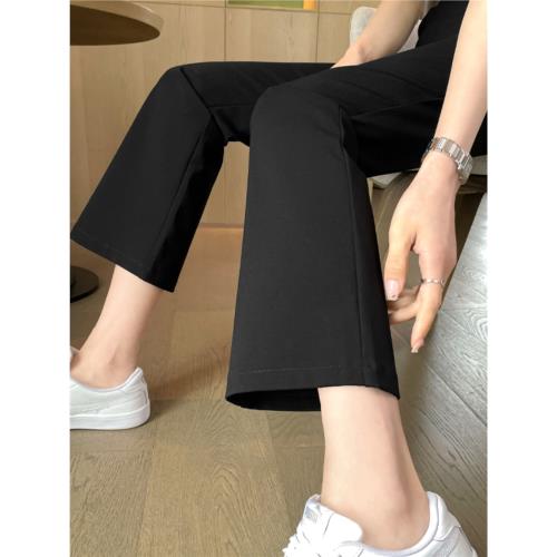 加絨加厚微喇叭褲女2025新款秋冬小個子顯瘦黑色休閑闊腿西裝褲子