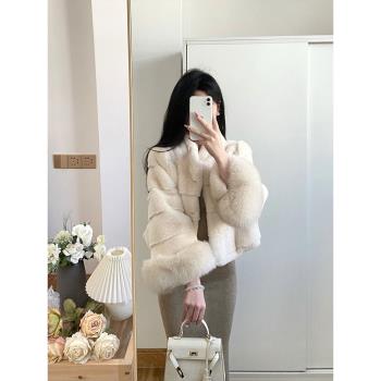 貴氣姐姐水貂狐貍毛環保皮草短款2025冬季新款貂絨毛毛外套女大衣