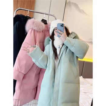 【220斤胖曉曉】特大碼女裝3403冬季韓版羽絨服女大毛領顯瘦外套