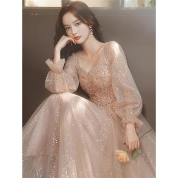 晚禮服女2025新款高階感輕奢小眾高階宴會氣質生日主持成人連衣裙
