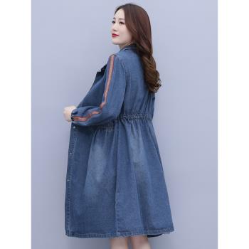 媽媽牛仔中長款春裝夫人寬松風衣