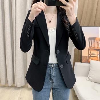 2023年春秋休閑小香風西裝外套女韓版英倫風ins潮小個子新款黑色