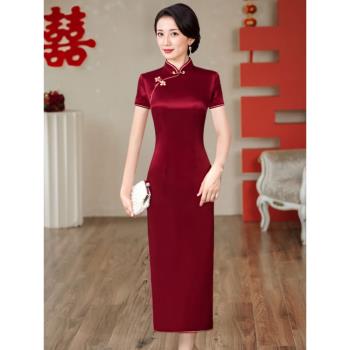 喜婆婆婚宴裝高貴年輕洋氣衣服媽媽喜服高階大氣結婚禮服大牌旗袍