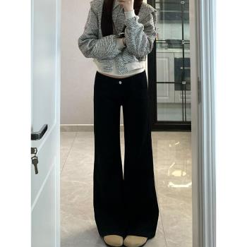 黑色微喇牛仔褲女夏季新款胖妹妹mm梨形身材高腰彈力顯瘦馬蹄褲子