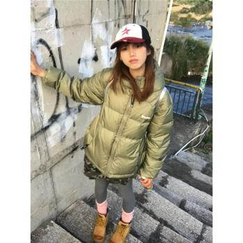 美式復古棉服女2024冬季新款加厚保暖連帽羽絨麵包服百搭棉衣外套