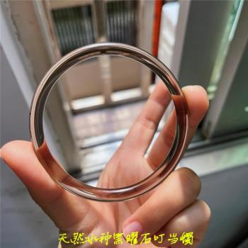 (免運)普陀山天然水晶黑曜石茶色冰曜石手鐲冰種女黑曜石叮當鐲子飾品詩