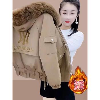 棉衣女款冬季加厚保暖夾棉外套小個子休閑復古洋氣減齡短款派克服