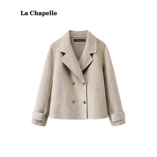 拉夏貝爾/La Chapelle秋冬新款灰色外套女寬松顯瘦小個子時尚大衣