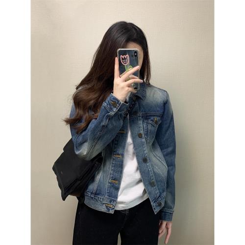 土耳其高質無彈廓形修身牛仔短外套2025春季復古做舊顯瘦百搭上衣