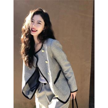 chic早春灰色正肩法式小香風名媛外套女士2025新款春秋歐版高階感