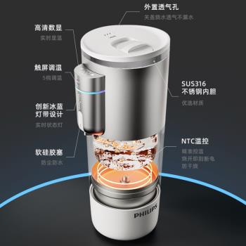 (免運)飛利浦車載燒水杯旅行宿舍便攜燒水杯辦公室燒水加熱保溫杯電熱杯