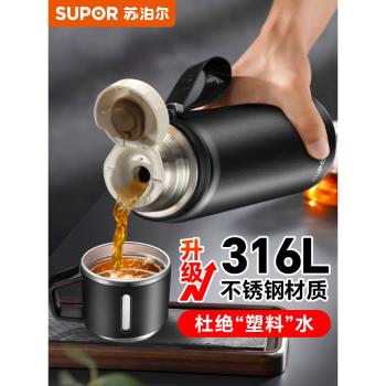 (免運)蘇泊爾保溫水壺大容量男款不銹鋼便攜戶外保溫杯大號2025新款茶杯