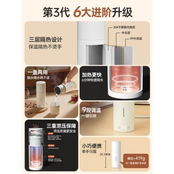 (免運)樂扣電熱水杯燒水杯旅行便攜式燒水壺加熱保溫杯加熱水杯電熱杯