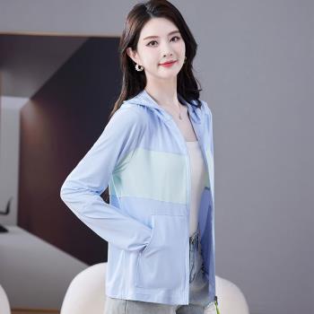 2025新款夏季防曬衣女中年媽媽透氣戶外防紫外線時尚薄款拼接外套